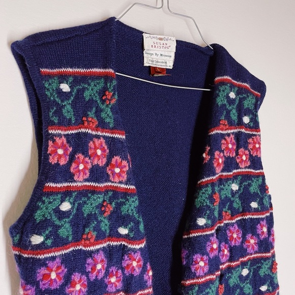 Vintage Susan Bristol Hand Embroidered Sweater Vest Design By Moussie - Picture 2 of 7